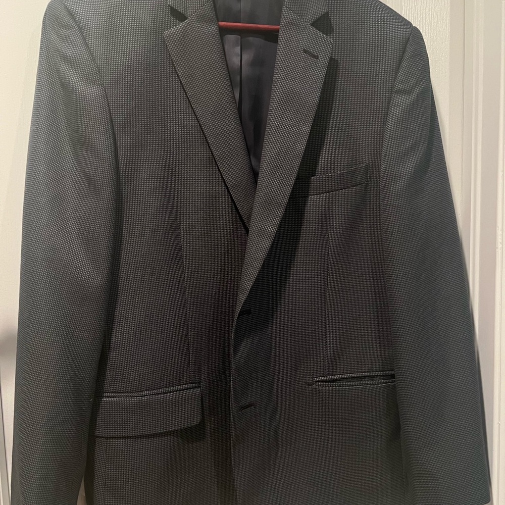 Club Room Men's Dark Gray Navy Tweed Suit Jacket 44L Polyester Viscose Ck NWoT